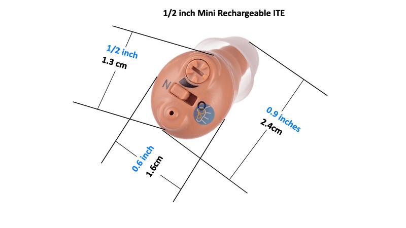 Seulement des mini prothèses auditives rechargeables de 1/2 pouce