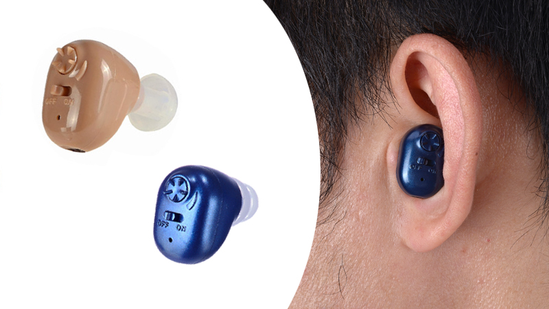 Couleur bleue dans l'oreille ITC Prothèses auditives rechargeables bon marché